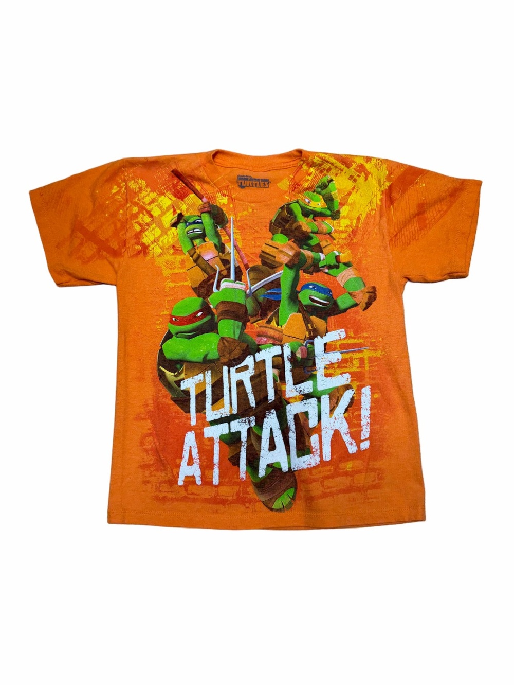 Nickelodeon TMNT Boys L 10/12 Orange Turtle Attack Graphic T-Shirt 2014
